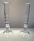 Pair Of Vintage Steuben 9” Tall Candleholders Colonial designed by Dowler 1970's