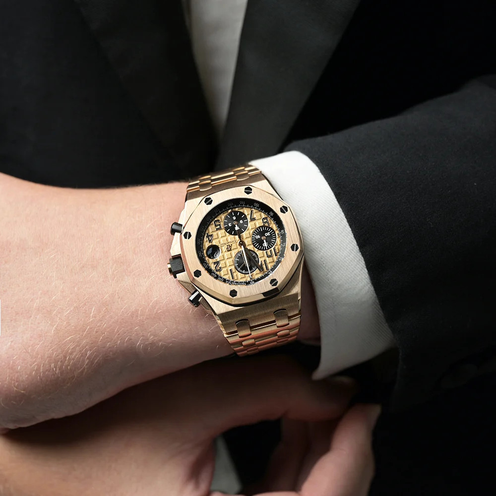 Audemars Piguet Royal Oak Offshore Watch 42MM Champagne Arabic Numerals Dial ... image 6