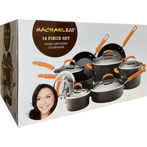 Rachael Ray Hard-Anodized Nonstick 14-Piece Cookware Pot & Pan Set