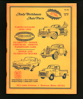 Andy Bernbaum Auto Parts Catalog 19 - 1989 for Plymouth Chrysler Dodge 1930-1962