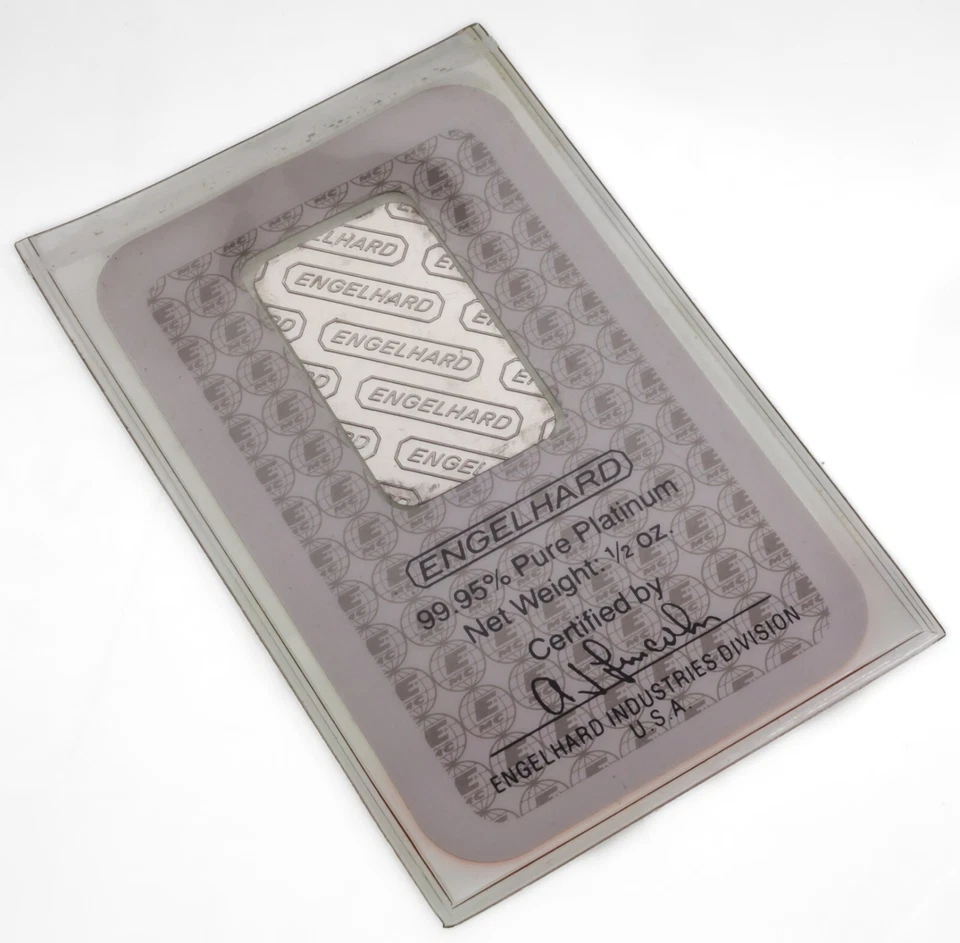 Barra Di Platino Vintage Engelhard "EMC" 1/2 Oz. SIGILLATA Con CoA - Immagine 4 di 4