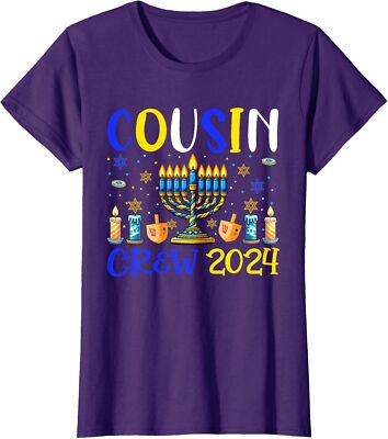 Cousin Crew 2024 Hanukkah Family Costume Menorah Ladies' Crewneck T-Shirt