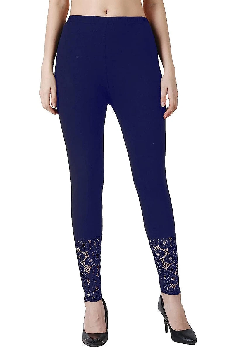 Designer Cotton Ankle Length Bottom Wear Leggings with Net Lace