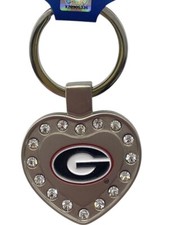 Georgia Bulldogs Crystal Heart Keychain-Key Ring by Game Day-New