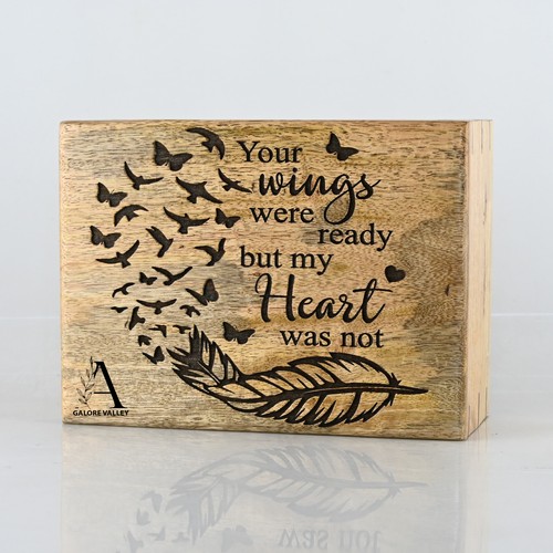 Wooden Urn For Human & Pet Ashes | Your wings were ready but my heart was not - Picture 2 of 9