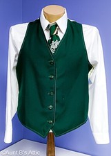 Vintage 70's Men's Patriotic 1776 Green Reversable Full Back Vest  Tie Md/Lg
