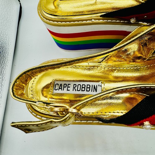 Cape Robbin Rainbow Platform Sandals Strappy Stripe Wedge Heels Womens SZ 10 - Picture 6 of 11