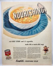 1944 Campbells Vegetable Soup Campbell Kids Print Ad Man Cave Art Deco 40's