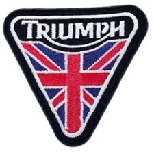 Triumph with Union Jack Black Flag Iron Sew on Embroidered Patch
