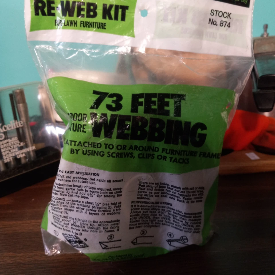 Webbing Replacement For Lawn Chairs White Silver 73'X 2 1/4" Wide Greenes Fence - Image 3 of 3