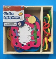 Children  s 8 Piece Wooden Lacing Shapes   New