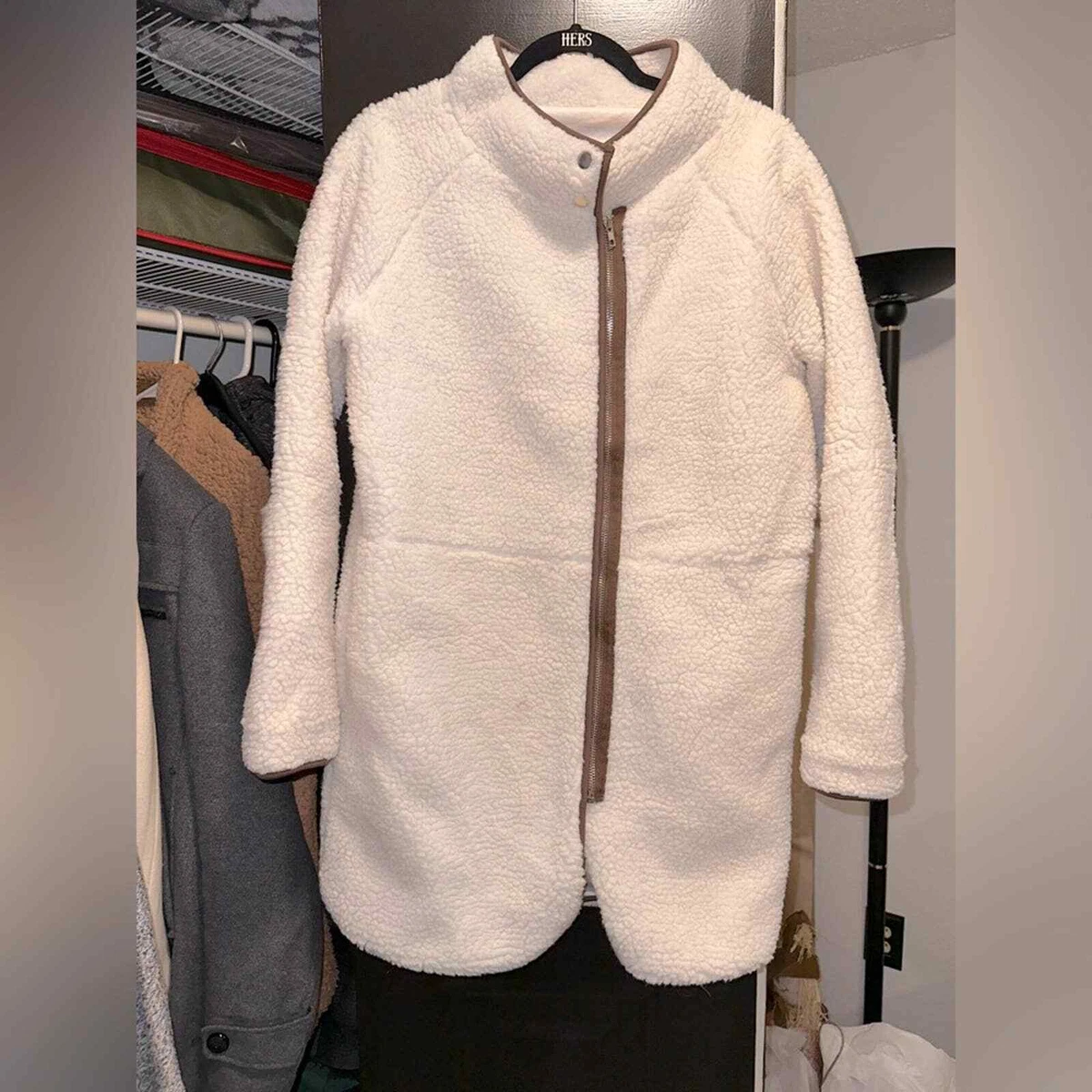 NWOT Amazon Ivory Cream Color Cozy Long Teddy Coat Sherpa Jacket
