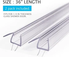 2X Frameless Shower Door Bottom Seal Sweep Stirp 36 Inch Long for 1/4 Inch Glass