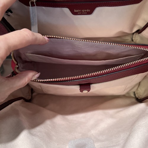 ❤️🌹KATE SPADE Pebble Leather Large KNOTT Shoulder Bag ~ AUTUMNAL RED - Picture 9 of 10