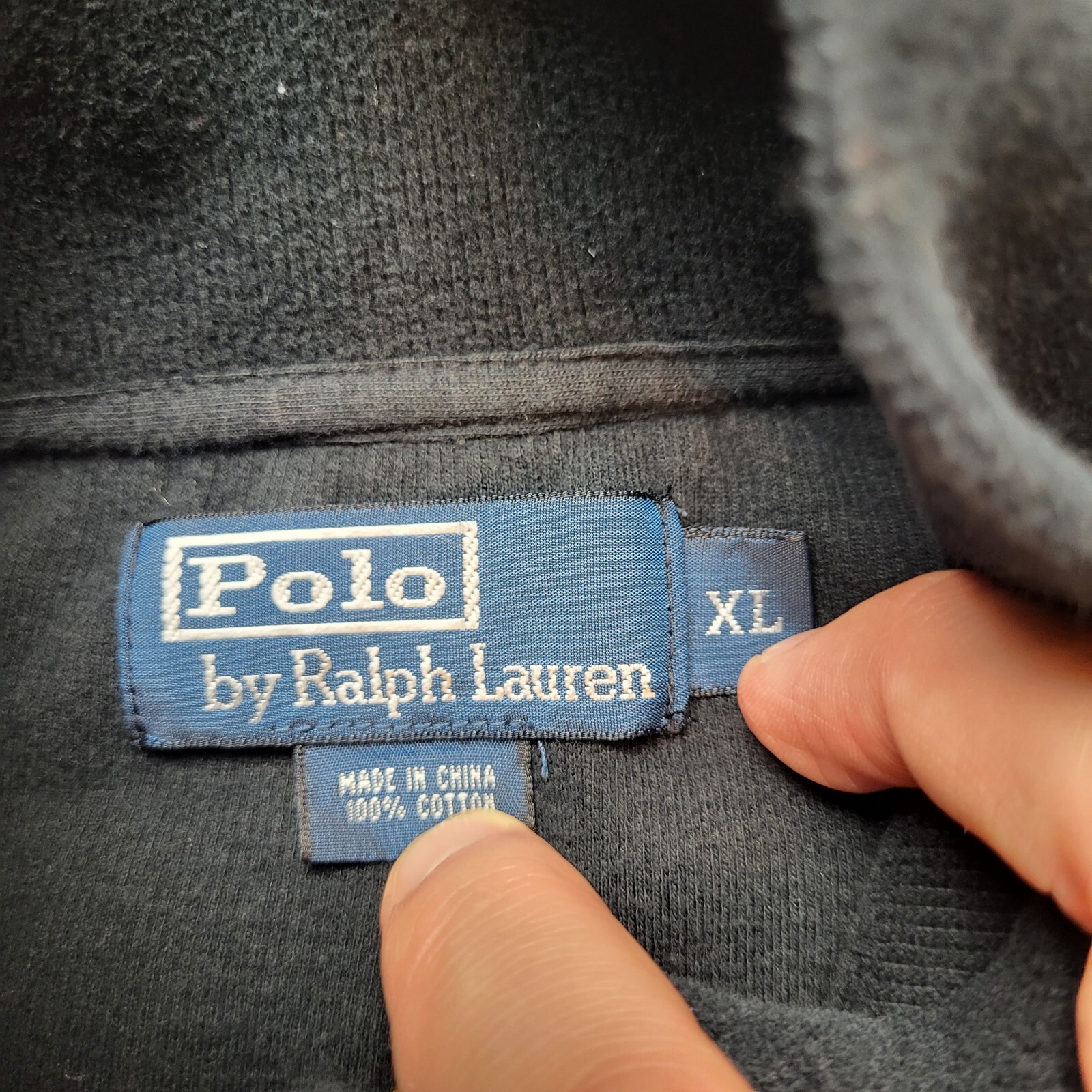 Polo Ralph Lauren Felpa Uomo XL Pullover 1 4 Cerniera Nero Rosso Pony ♤99