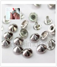 GRANDE PROMOZIONE 200pz borchie a cono con rivetto 10mm ARGENTO + Applicatore