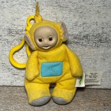 Vintage 1999 Teletubbies Plush Keychain Yellow LaLa Beanie Burger King 6.5x3.5"