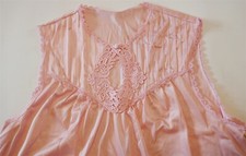 VTG NWT Gossard Artemis Pink Sleeveless Nightgown M Lace Tucks ILGWU USA Nylon