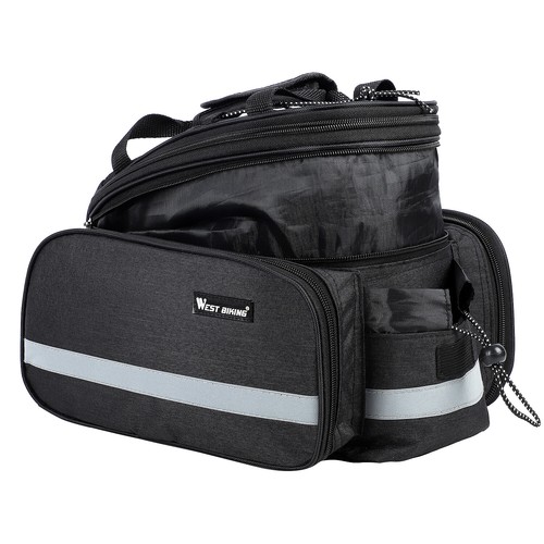 WEST BIKING Waterproof Bike Trunk Bag Bicycle Rear Rack Pack Panniers Black - 第 5/12 張圖片