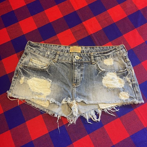 BERSHKA Destroyed Denim Shorts Size 40 