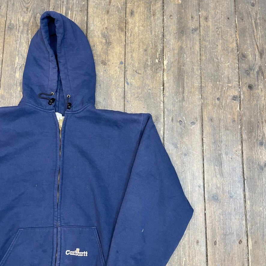 Carhartt Hoodie Mens Full-Zip 90s Workwear Mesh Lined Sweatshirt, Navy, Large image 2