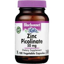 Bluebonnet Nutrition Zinc Picolinate 50 mg 100 Veg Caps exp 01/26
