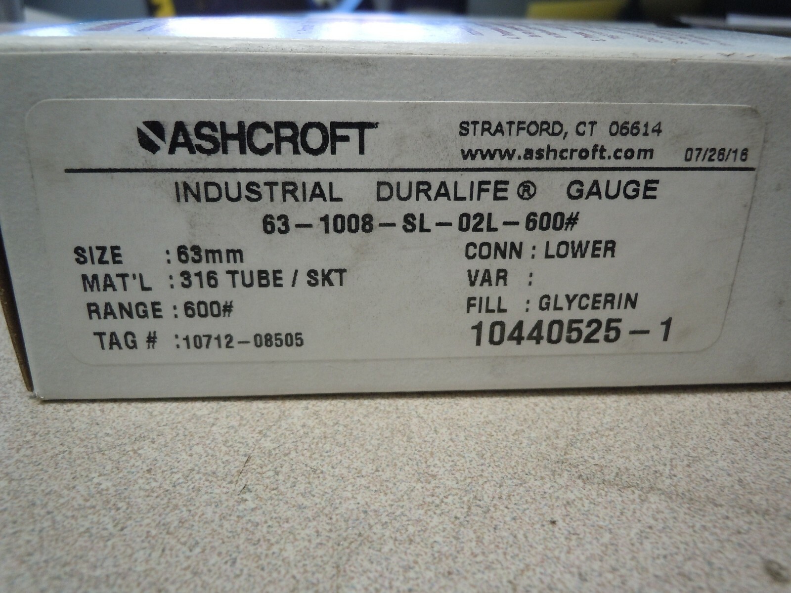 Ashcroft 631008SL02L600PSI 63mm Stainless Steel Case Gauge 600 PSI