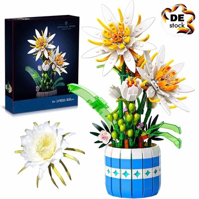 Epiphyllum Blumenstrauß Bausatz mit Vase Blumen Bausteine Set Deko Geschenke HOT