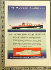 1933 STERLING ENGINE CABIN CRUISER MOTORBOAT BUFFALO DOUGLAS DONALD ART AD 28310