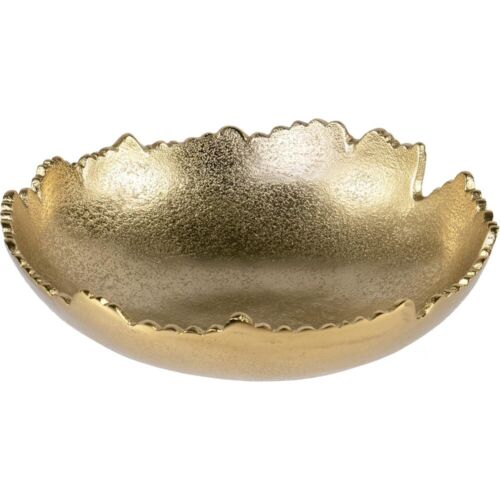 8.75” Gold Moon Decorative, Asymmetrical Torn, Hammered Metal Centerpiece Bowl