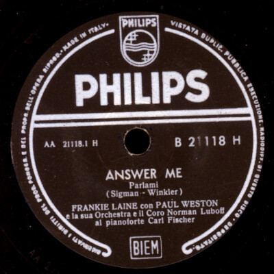 FRANKIE LAINE Answer me (Glaube mir) ''Jukebox-Hit'' 78rpm  Schellackplatte S6748