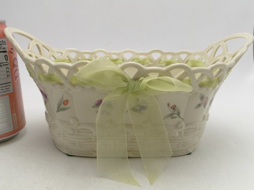 Lenox Oval Goldmarke Posies Korb mit Band durchbohrt durchbrochener Rand 91/2x5 Zoll - Bild 7 von 7