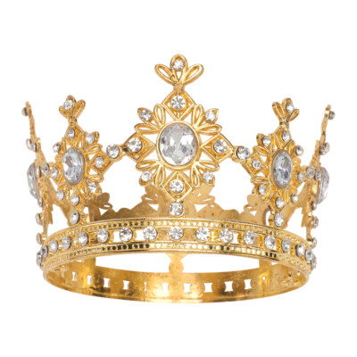 King Queen Gold Crown Rhinestones Faux Jewels on Gold Metal Band NWOT Victory Majestic Rhinestone Full Gold King Queen Crown  main image 2