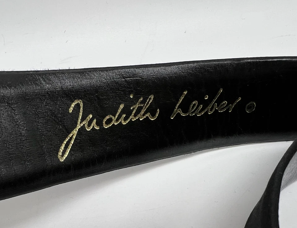 Judith Leiber Cinturón Negro Satinado Tono Dorado Cristal Embellecido Arco Hebilla Foto 4 de 4