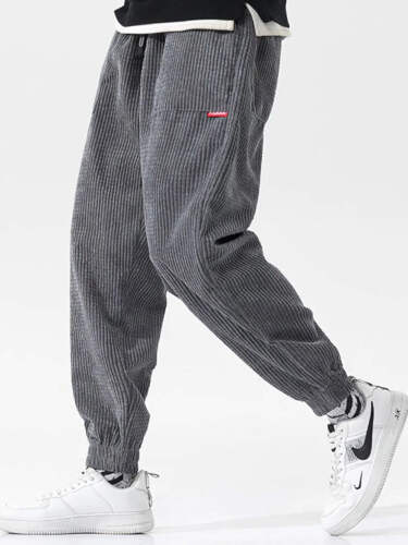 Men's Baggy Corduroy Sweatpants – Casual Autumn & Winter Joggers - Picture 10 of 23