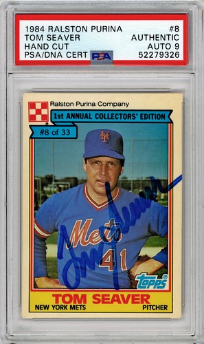 1984 Tom Seaver Ralston Purina PSA/DNA AUTO 9 Signed Baseball Card HOF Mets