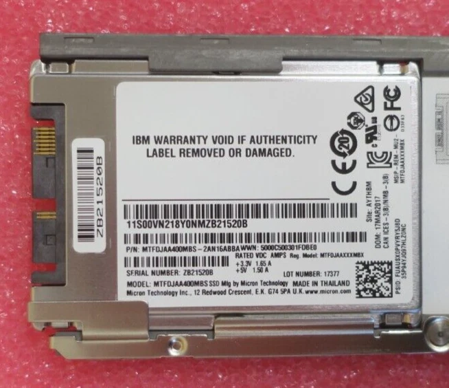 IBM 400GB Micro SAS 1.8" SSD Solid State Drive Flash Drive 00WV998 00WV999 - Image 3 of 4