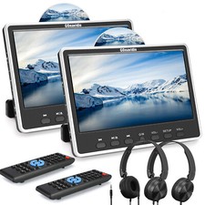 2X 12" IPS Screen Portable Car DVD Player Headrest HDMI USB SD 1080P MP4 Headset