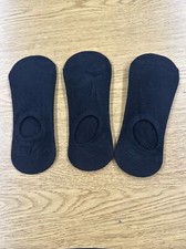 Three Pairs Of No Show Socks Black Ladies Size 5-9