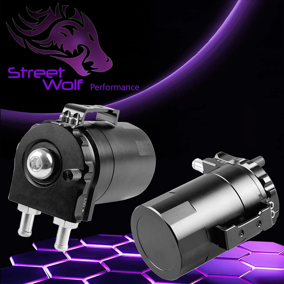 Oil Catch Can Reservoir Baffled Tank Breather Universal Black Fits Fiat - Image 4 of 4