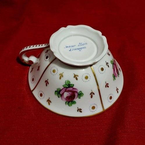 RARE Decor Main Limoges Tea Cup Gold trim signed Artist R. Brisson Handpaint 5"D - Picture 11 of 12