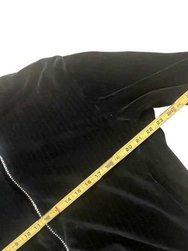 St. John Sport Marie Gray Velour Track Jacket Womens Large Black Pinstriped Glam - Picture 7 of 9