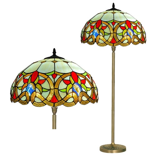 Large Multicolor Tiffany Style Floor Lamp Stained Glass For Home Living Bedroom - Picture 6 of 9
