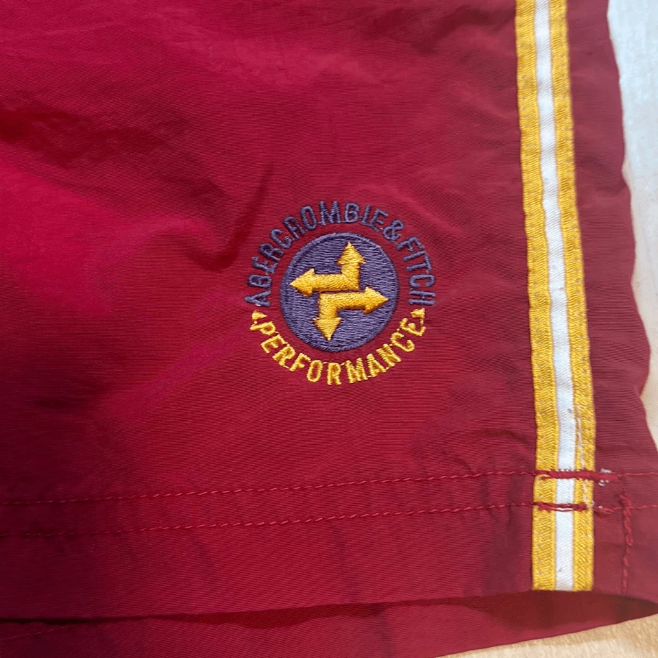 VINTAGE Y2K Abercrombie And Fitch Performance Swim Trunks Mens XL Red - Image 4 of 4