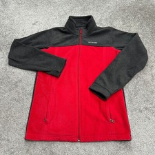 Columbia Steens Mountain Fleece Jacket Boys Youth XL Red Black Full Zip Outdoor