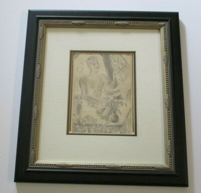 ALBERT BOCKSTAEL ANTIQUE DRAWING FRIEND STYLE OF MAGRITTE LINZE SURREAL Small