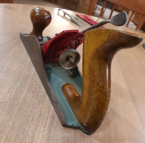 Vintage Early Stanley TWO TONE Hand Carving Wood Plane Tool USA Smooth Bottom - Picture 16 of 23