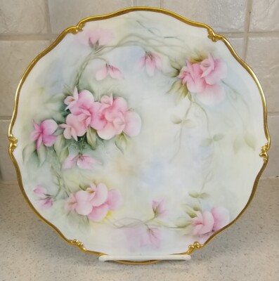 Tressemanes & Vogt Limoges France New Palissy T & V  9 1/2'' Floral Plate #3