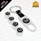4x Chrome Car Wheel Tire Valves Dust Stems Air Caps + Keychain Fit Most Honda
