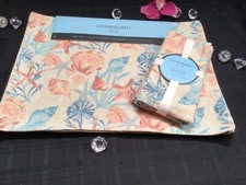 4 PC Cynthia Rowley Placemats & Napkins COASTAL Shells starfish 13 x 19